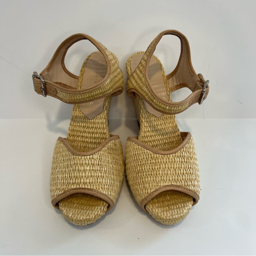 Loeffler Randall Raffia Peep Toe Wedges Size 9 - Picture 6 of 16